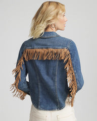 Chico's - Cropped-Fit Fringe Denim Jacket