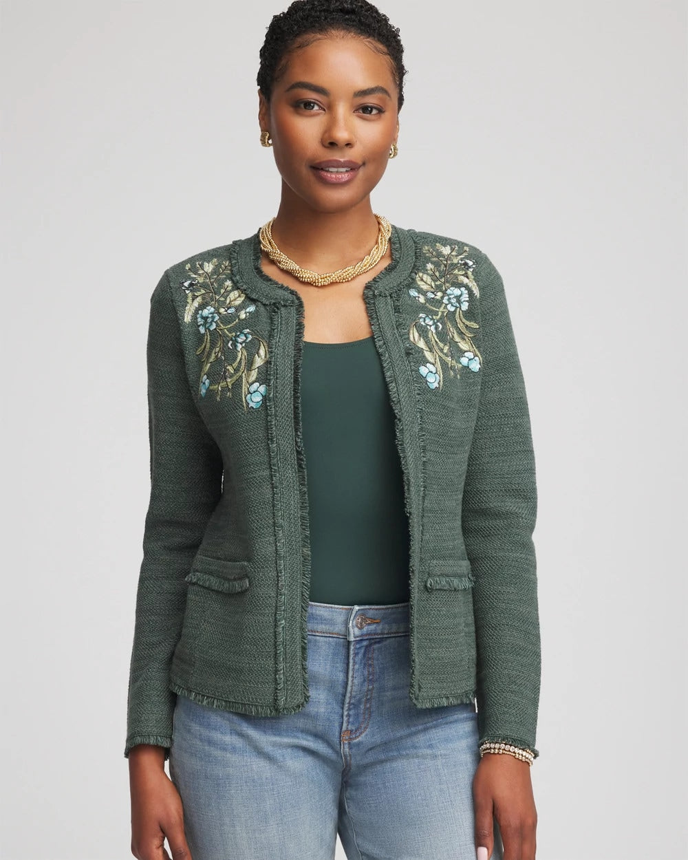 Chico's - Embroidered Cotton-Blend Jacket