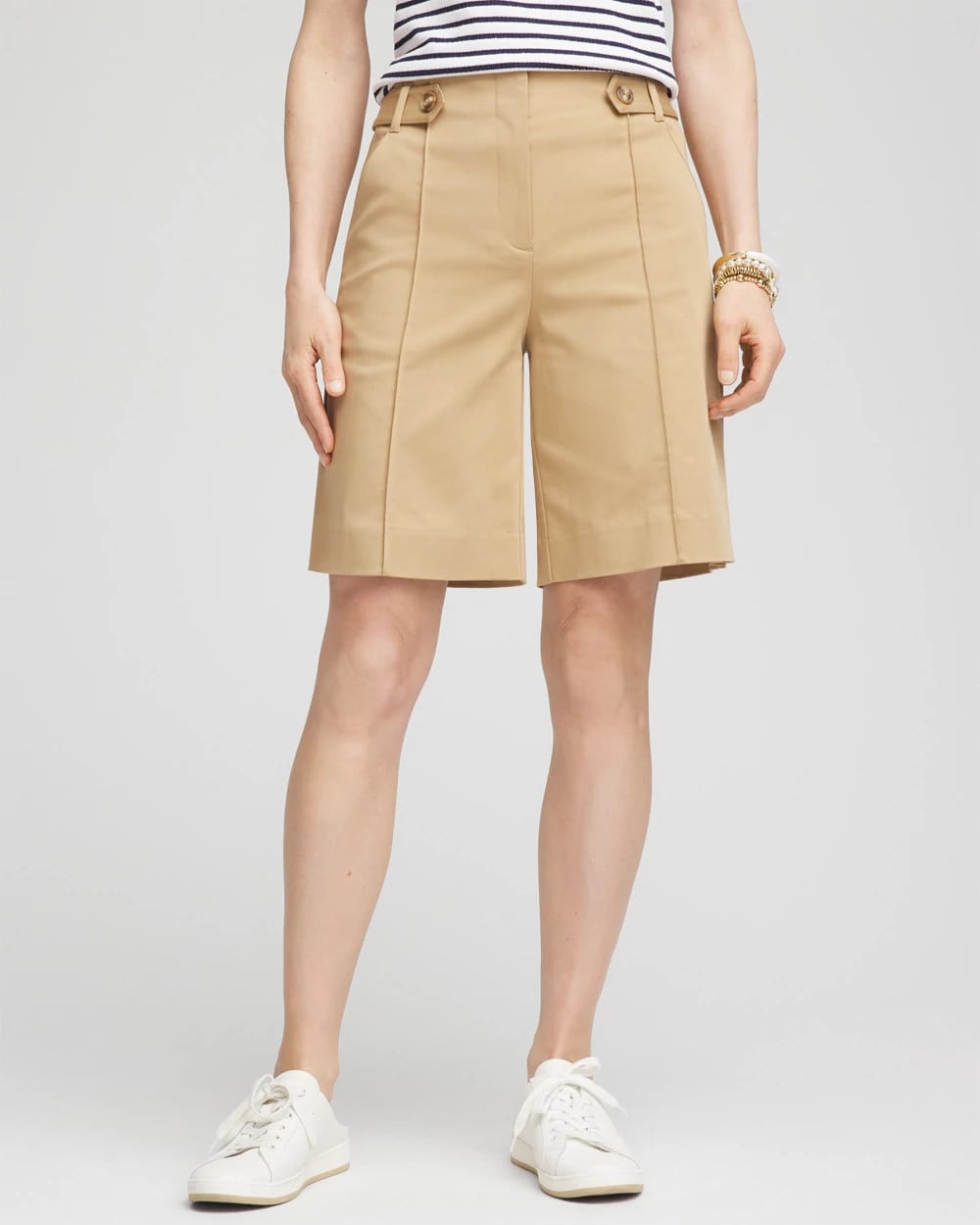 Chico's - Sateen Tab-Front A-line Shorts