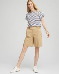 Chico's - Sateen Tab-Front A-line Shorts