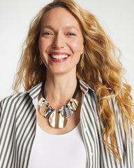 Chico's - Crinkle Mixed Metal Bib Necklace