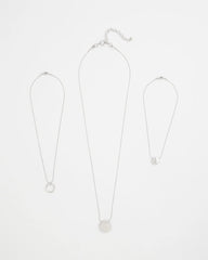 Chico's - Silver Triple Pendant Necklace