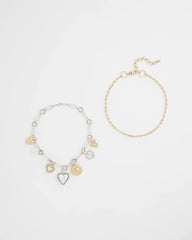 Chico's - Mixed Metal Heart Charm Necklace