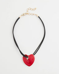 Chico's - Red Enamel Heart Pendant Necklace