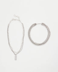 Chico's - Silver Tone Pave Multistrand Necklace