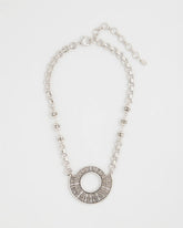 Chico's - Sparkling Silvertone Circle Pendant Necklace