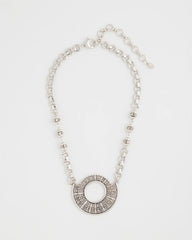 Chico's - Sparkling Silvertone Circle Pendant Necklace