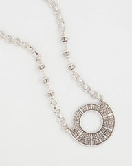 Chico's - Sparkling Silvertone Circle Pendant Necklace