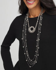 Chico's - Sparkling Silvertone Circle Pendant Necklace