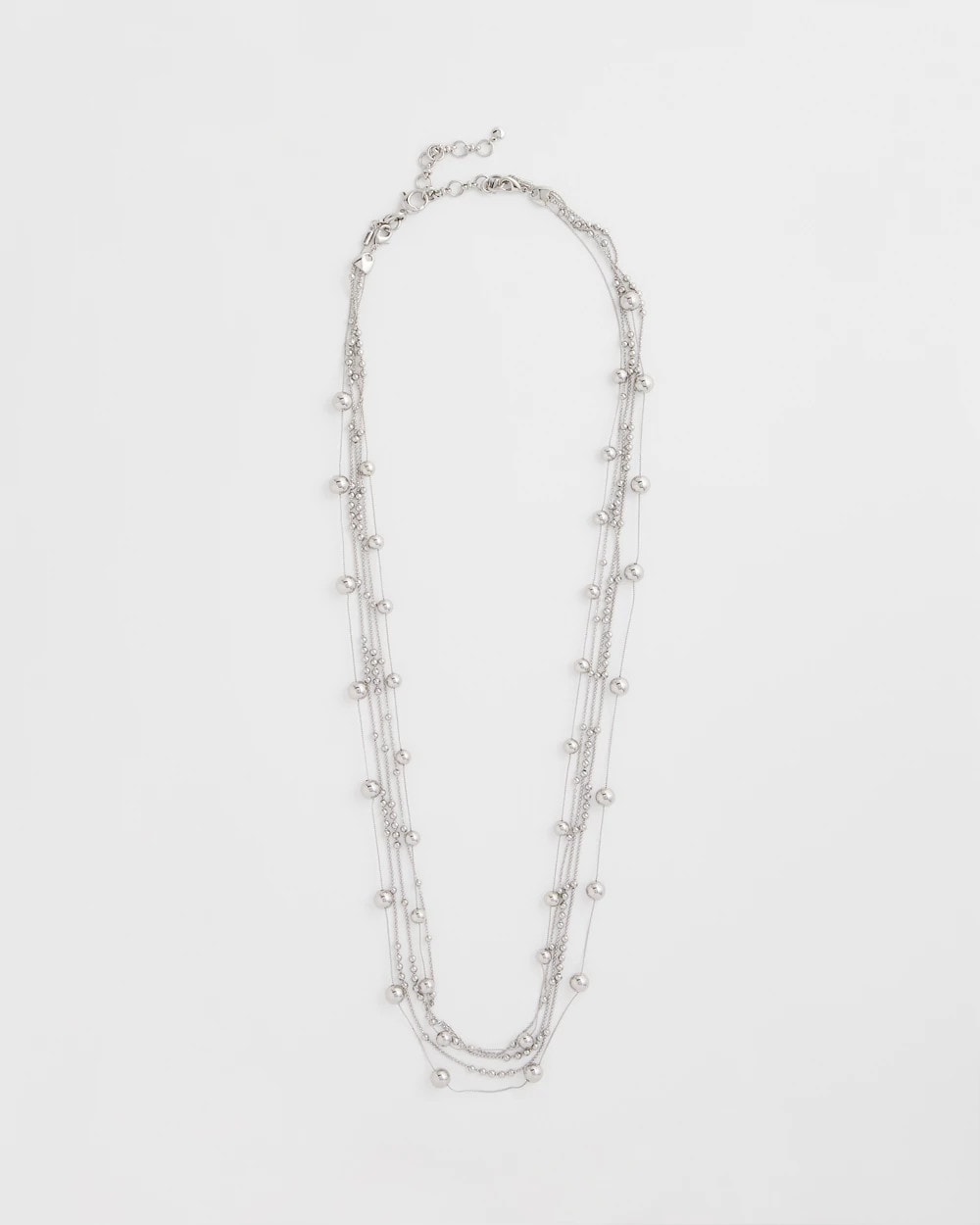 Chico's - Multistrand Beaded Silvertone Necklace