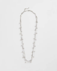 Chico's - Multistrand Beaded Silvertone Necklace