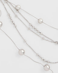 Chico's - Multistrand Beaded Silvertone Necklace