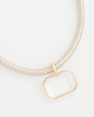 Chico's - Goldtone Glass Gem Pendant Cord Necklace