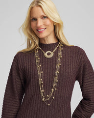Chico's - Sparkling Goldtone Circle Pendant Necklace