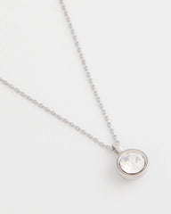 Chico's - Bezel Set Pendant Silvertone Necklace