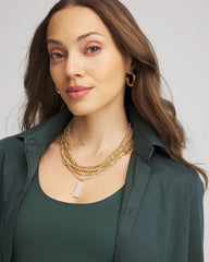 Chico's - Convertible Gold Pave Pendant Necklace