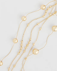 Chico's - Multistrand Beaded Goldtone Necklace