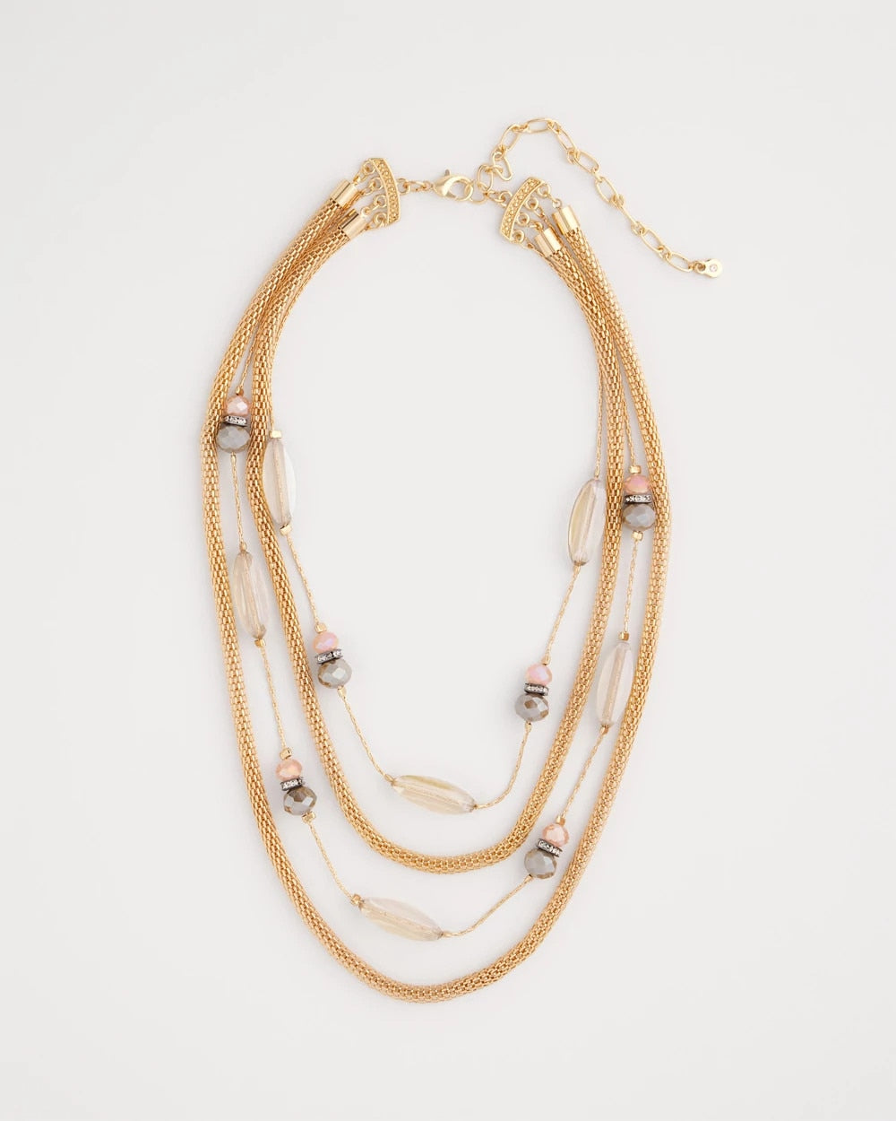 Chico's - Multistrand Gold & Pink Tone Necklace