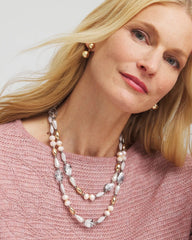 Chico's - Pink Art Deco Beaded Necklace