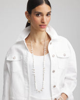 Chico's - White Beaded Single Strand Necklace