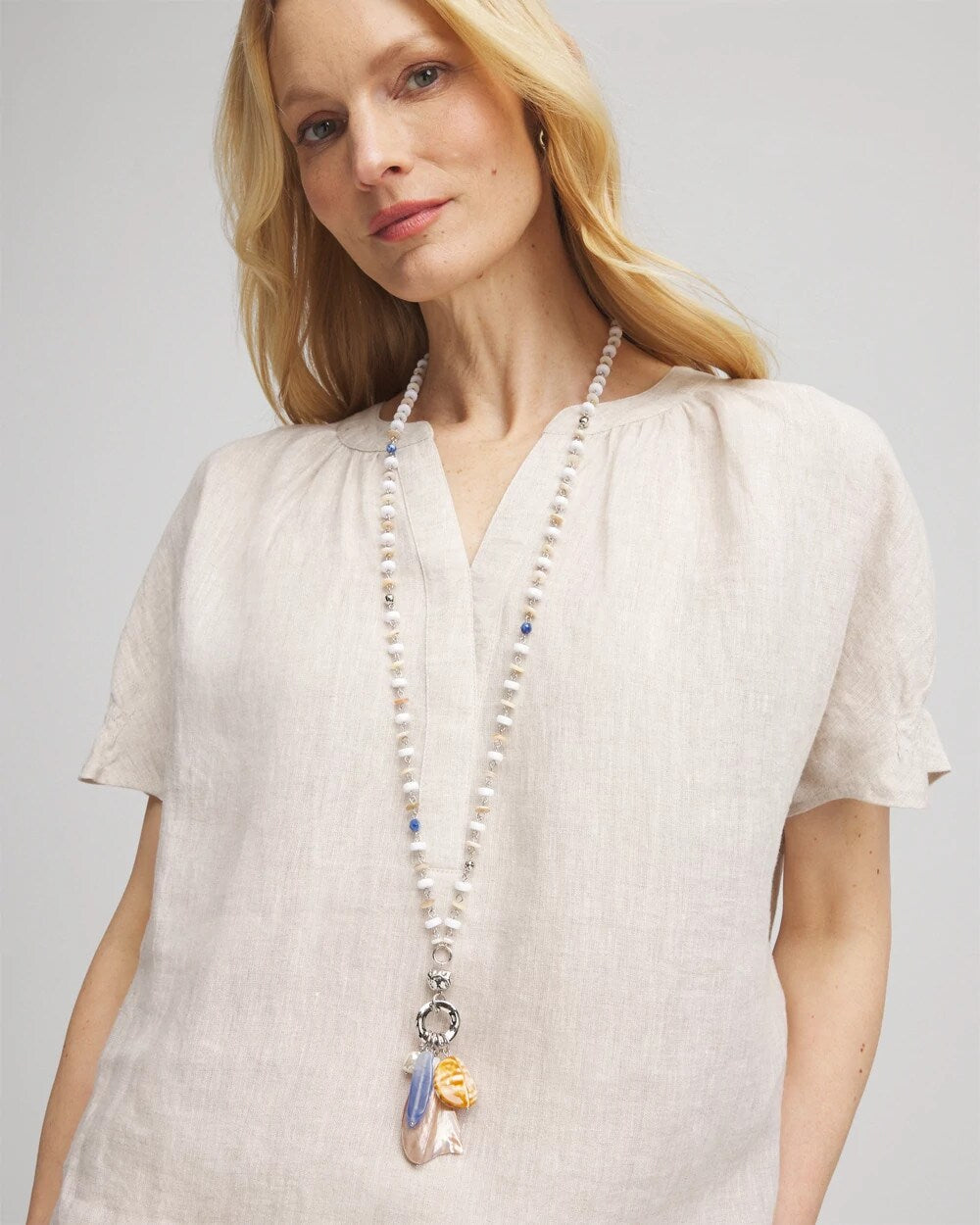 Chico's - Seashell Beaded Pendant Necklace
