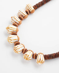 Chico's - Shell & Wood Bib Necklace