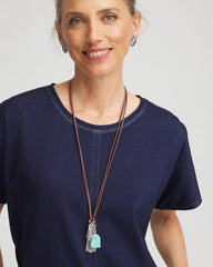 Chico's - Convertible Turquoise & Charms Motif Necklace