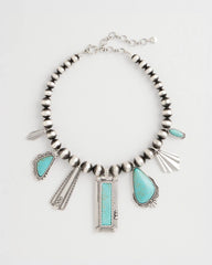 Chico's - Chico's Originals Turquoise & Charms Motif Collar Necklace