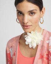 Chico's - White Flower Tie Choker Necklace