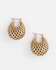 Chico's - Gold Lattice Puff Hoop Earrings