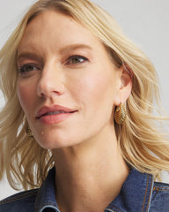 Chico's - Gold Lattice Puff Hoop Earrings