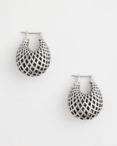 Chico's - Silver Lattice Puff Hoop Earrings