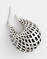 Chico's - Silver Lattice Puff Hoop Earrings