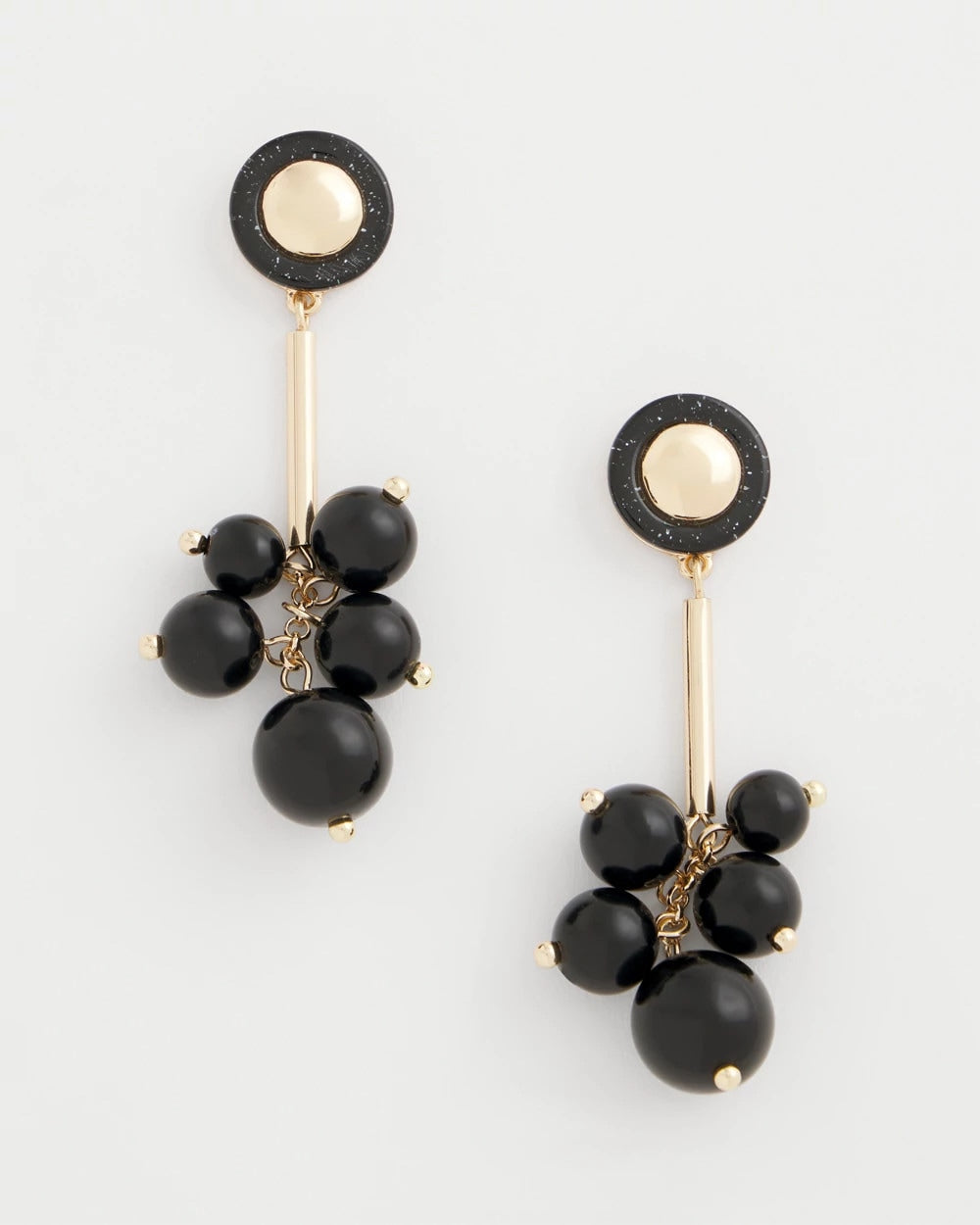 Chico's - Linear Black Bead Cluster Earrings