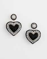 Chico's - Black Beaded Heart Drop Earrings