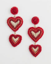 Chico's - Red Beaded Heart Drop Earrings