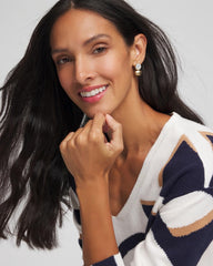 Chico's - White & Gold Mini Stud Earrings