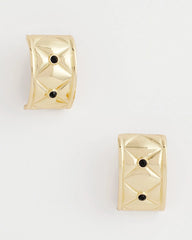 Chico's - Black & Gold Quilted Clip on Earrings