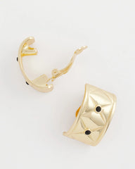 Chico's - Black & Gold Quilted Clip on Earrings