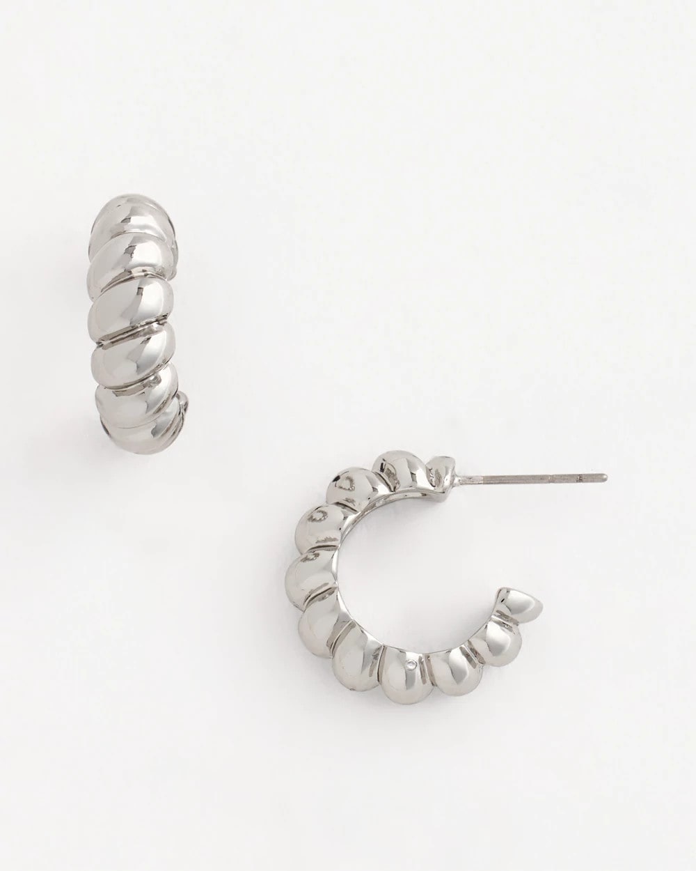 Chico's - No Droop® Silvertone Twisted Hoop Earrings
