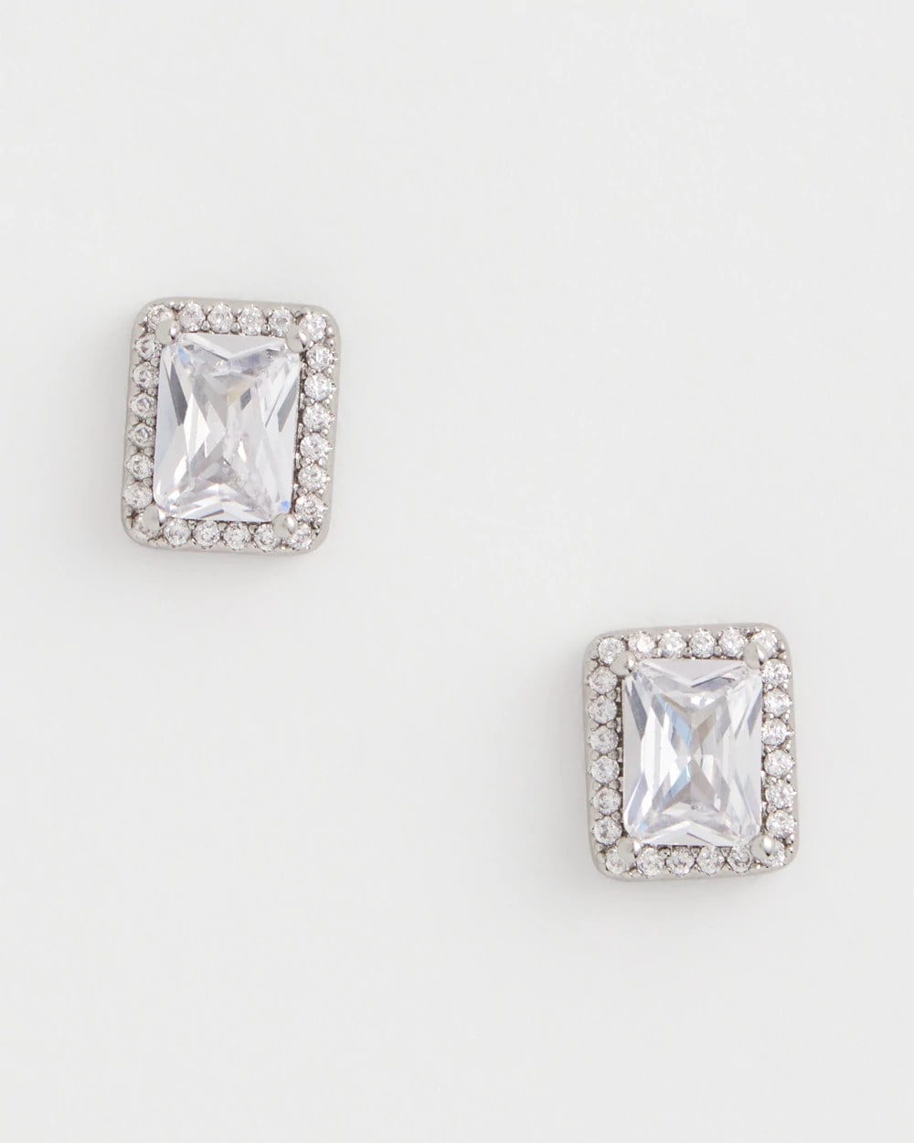 Chico's - Silver Emerald Cut Stud Earrings