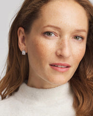 Chico's - Silver Emerald Cut Stud Earrings