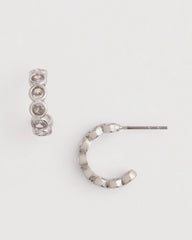 Chico's - Silvertone Crystal Mini Hoop Earrings