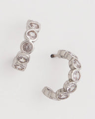 Chico's - Silvertone Crystal Mini Hoop Earrings