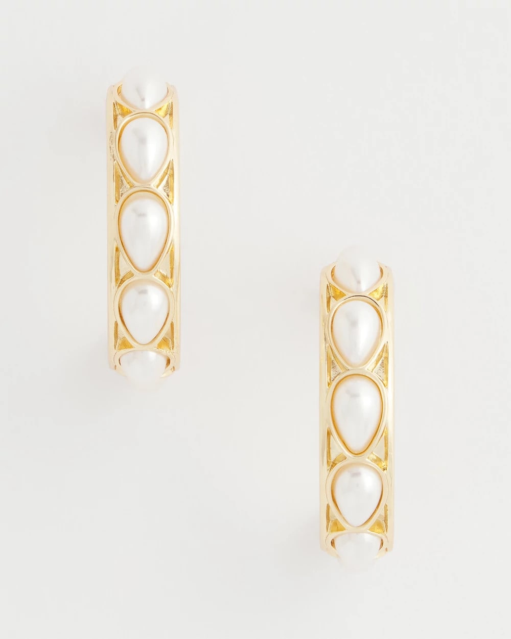Chico's - No Droop® Faux Pearl Hoop Earrings