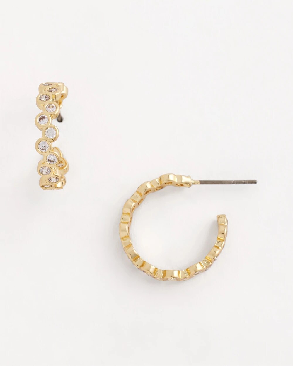 Chico's - Goldtone Cubic Zirconia Hoop Earrings