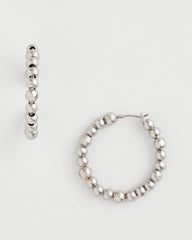 Chico's - Silvertone Beaded Hoop Earrings
