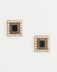 Chico's - Black & Goldtone Square Stud Earrings