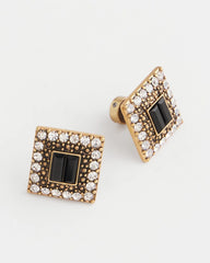 Chico's - Black & Goldtone Square Stud Earrings