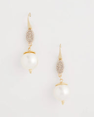 Chico's - Faux Pearl and Pave Drop Earrings